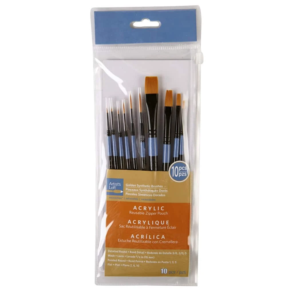 Brand new ⌛ 10 Piece Golden Synthetic Acrylic Brushes By Artist's Loft® Necessities™ by Artists Loft ⭐ 5 Brand new ⌛ 10 Piece Golden Synthetic Acrylic Brushes By Artist's Loft® Necessities™ by Artists Loft ⭐ - Image 3
