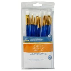 Budget 🎁 White Synthetic Acrylic Round & Flat 10 Piece Brush Combo By Artist's Loft® Necessities™ by Artists Loft 👏 -Artists Loft Sales 10171153 1