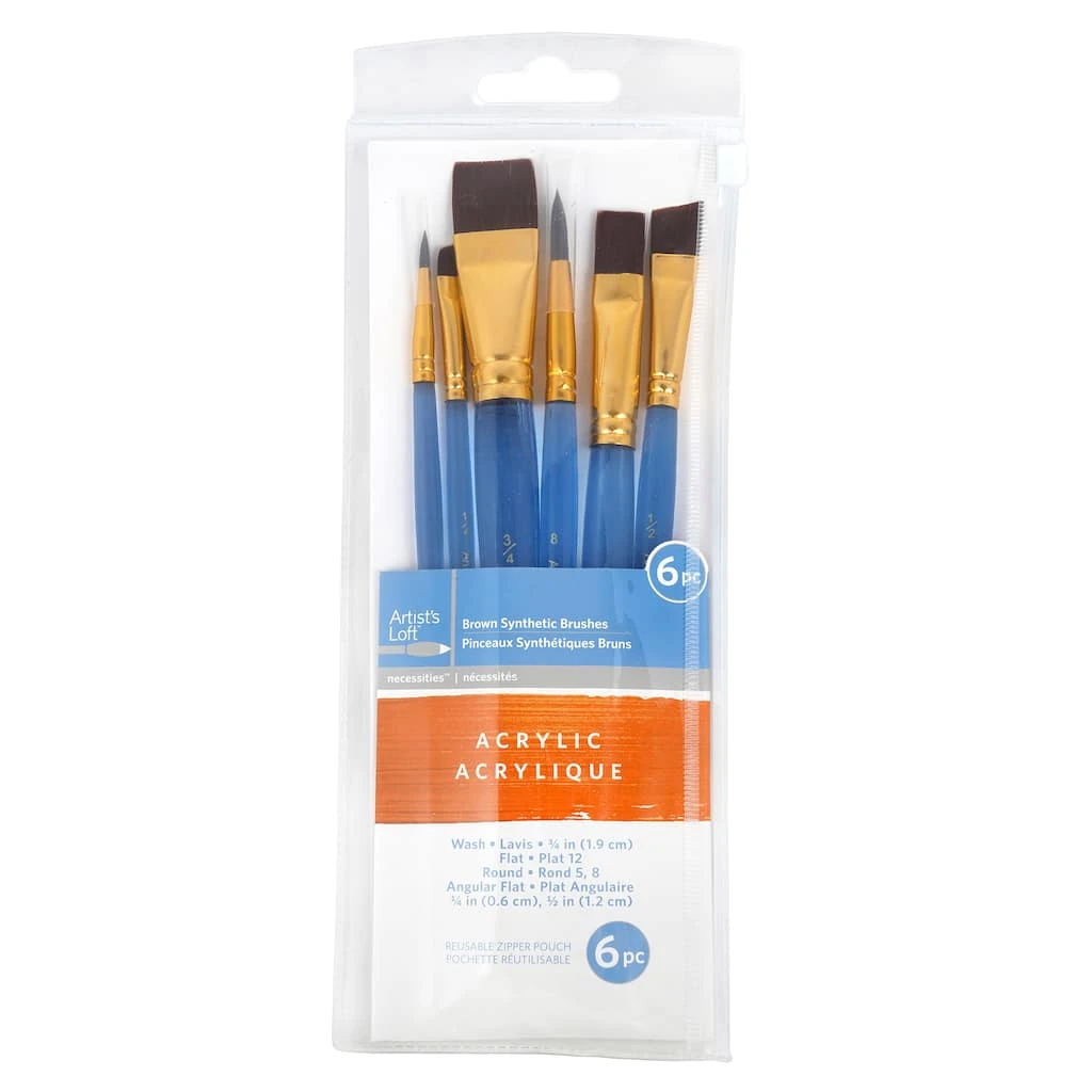 Wholesale ⭐ 12 Packs: 6 ct. (72 total) Necessities™ Brown Synthetic Acrylic Brush Set by Artist's Loft™ by Artists Loft ❤️ 5 Wholesale ⭐ 12 Packs: 6 ct. (72 total) Necessities™ Brown Synthetic Acrylic Brush Set by Artist's Loft™ by Artists Loft ❤️ - Image 3