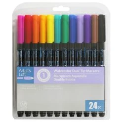 New ✨ Watercolor 24 Color Dual-Tip Markers by Artist's Loft™ by Artists Loft ⌛ -Artists Loft Sales 10337291 1