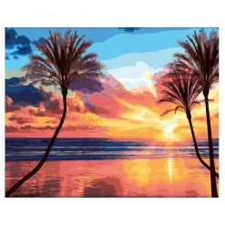 Best Pirce ❤️ 12 Pack: Beach Sunset with Palm Trees Paint-by-Number Kit by Artist's Loft™ Necessities™ by Artists Loft 💯 -Artists Loft Sales 10624471 5 1