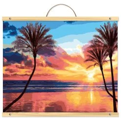 Best Pirce ❤️ 12 Pack: Beach Sunset with Palm Trees Paint-by-Number Kit by Artist's Loft™ Necessities™ by Artists Loft 💯