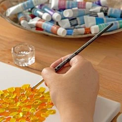 Discount 👍 12 Pack: Vienna Golden Taklon Short Handle Chisel Blender Brush by Artist's Loft™ by Artists Loft ✔️ -Artists Loft Sales MP013303 40